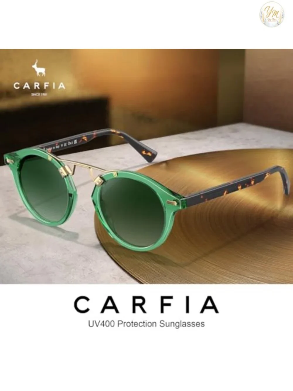 Retro Round Acetate Polarized Sunglasses Women UV400 Metal Bridge Driving Golf